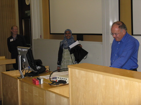 Beth Massey of Lincoln, Nuhzah Gooda Sahib from Queen Mary (winner), and Alan Pollard